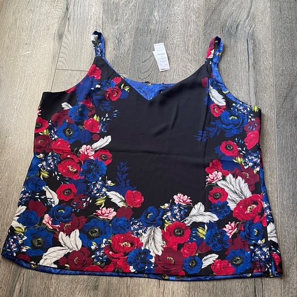 White House Black Market Tops - White House Black Market Floral Camisole - Black, Red, Blue